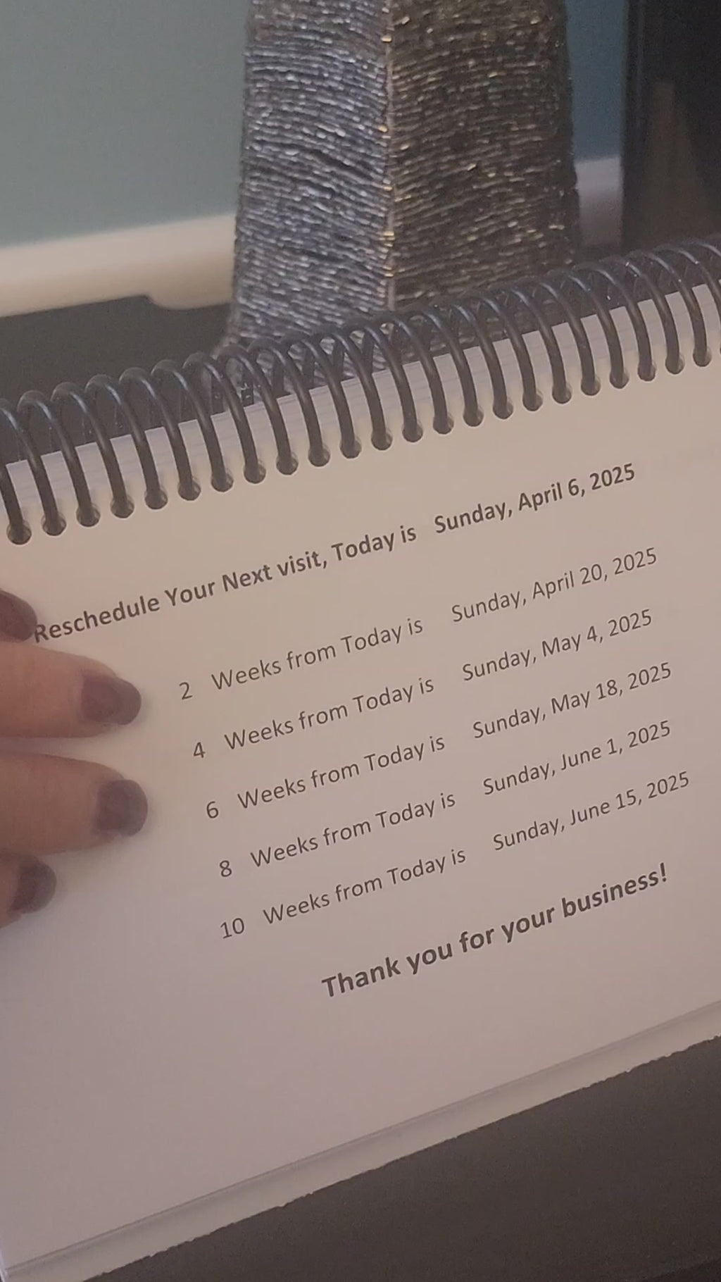 Client Rebooking Calendar 2026